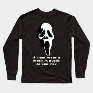 Funny Scream Mask Wearing Long Sleeve T-Shirt